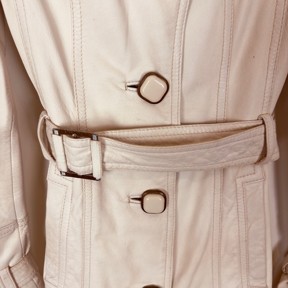 Mackage Ivory Leather Trench Coat - Picture 7 of 10